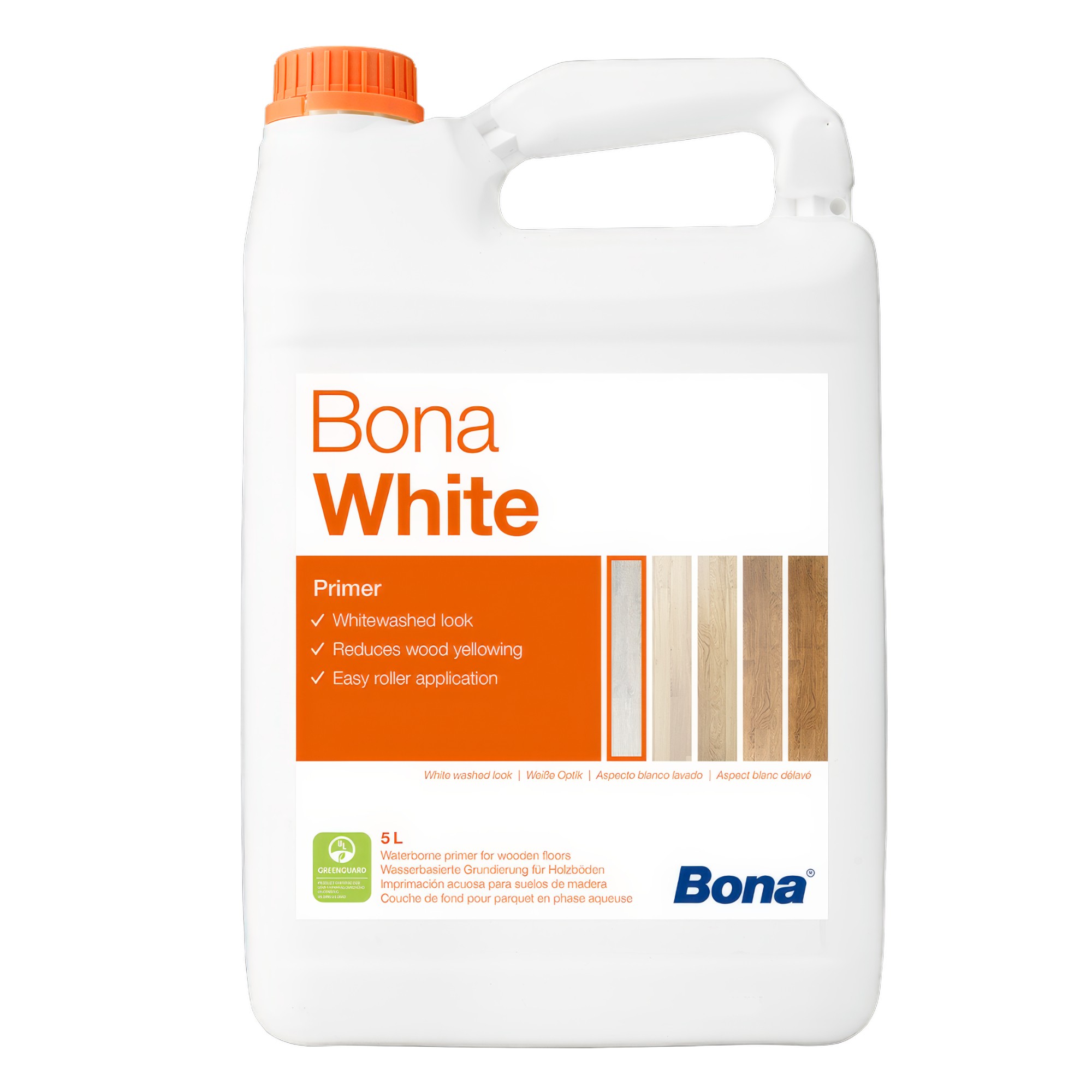 Lak Bona WHITE biely 5 L 1-zložkový základný PU/akrylát na vodnej báze