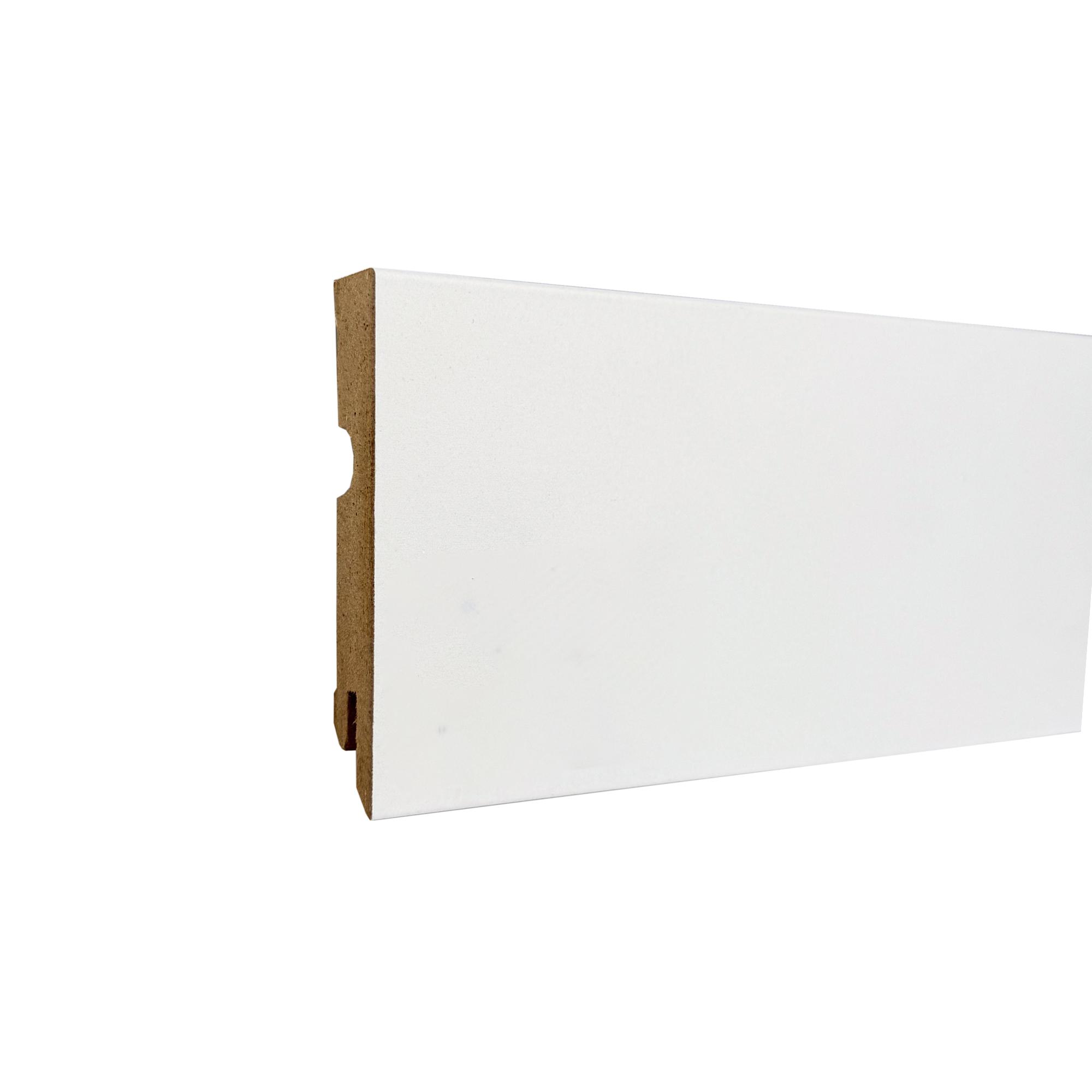 Lišta soklová SOLIDSTEP 80 hranatá MDF fólia Biela pretierateľná 80x14x2400 mm