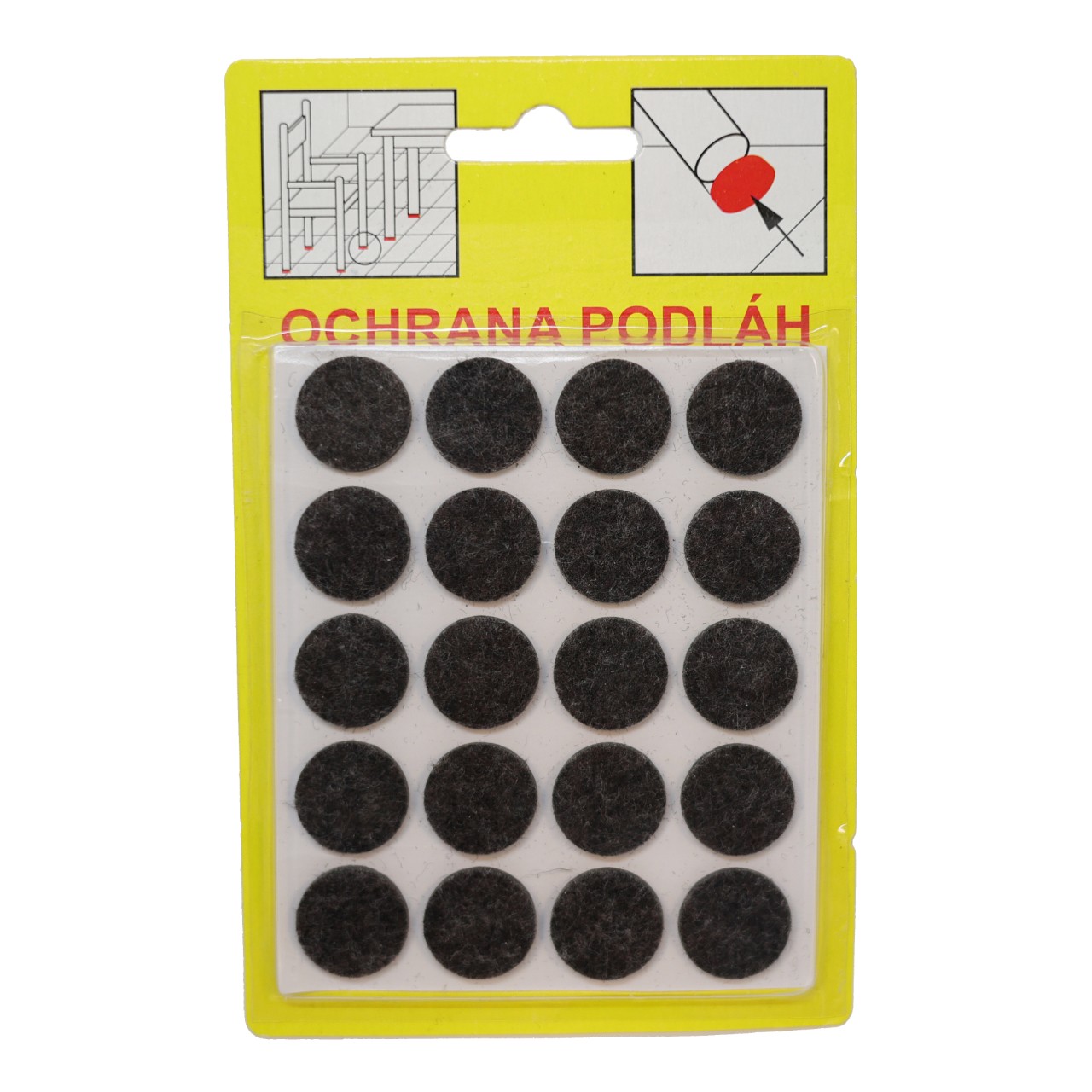 Podložky Filcové samolepiace Hnedé, Typ 102 - priemer 16 mm, hr. 3 mm, 20 ks/bal